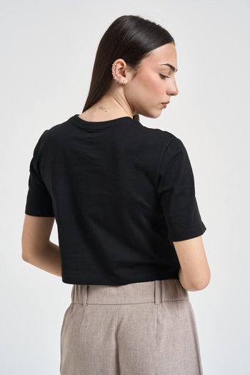 T-shirt donna cropped nera - 4