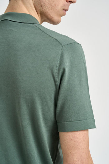 Polo uomo in maglia verde militare - 4