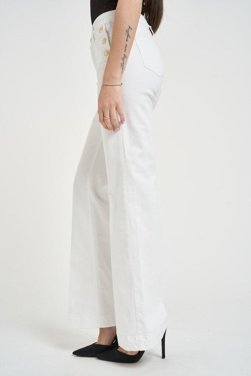 Jeans donna flare in denim bianco - 2