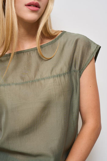 T-shirt donna scollo a barca verde - 3
