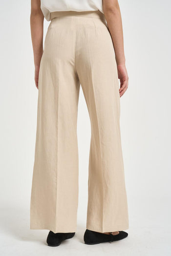 Pantalone donna gamba larga beige - 3