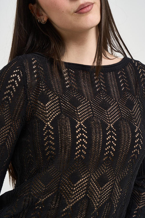 Maglia donna traforata nera - 2