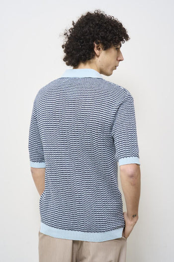 Polo uomo in maglia bicolor celeste - 5