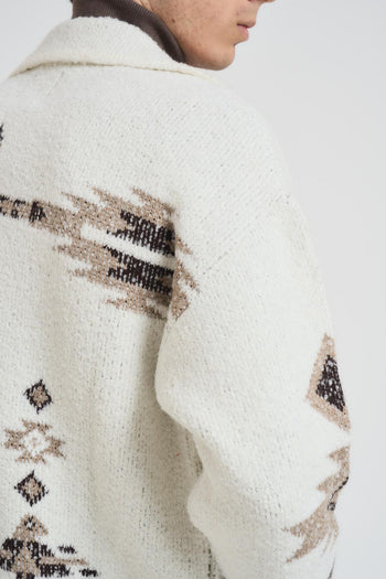 Cardigan uomo a fantasia bianco - 5