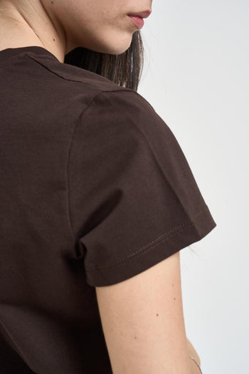 T-shirt donna girocollo marrone - 4