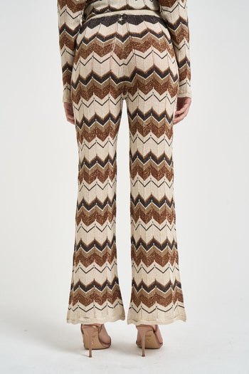 Pantalone donna in maglia chevron multicolor - 3