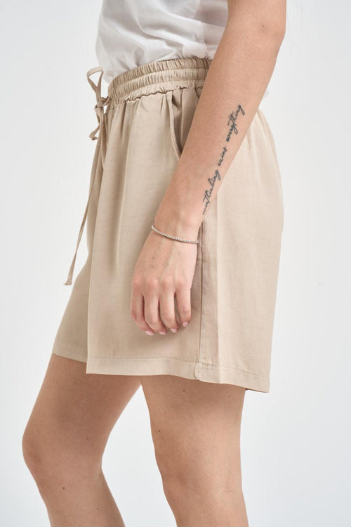Shorts donna con coulisse beige - 2