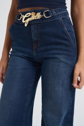Jeans donna a palazzo in dfenim scuro - 3