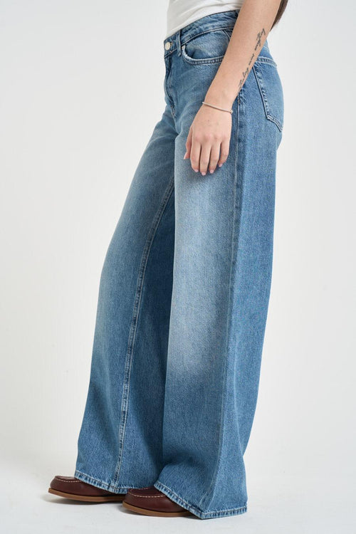 Jeans donna wide leg in denim medio - 2