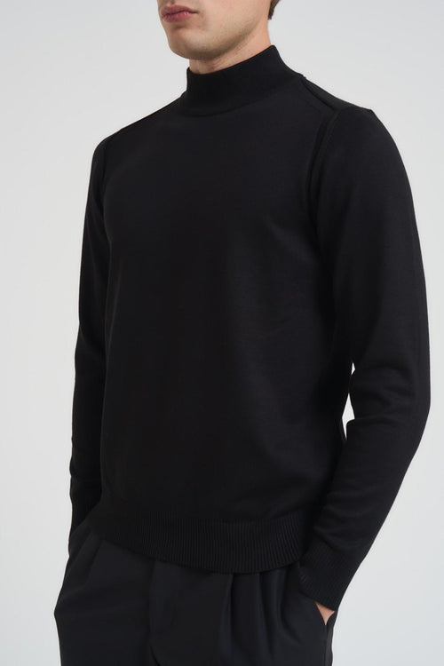 Maglia uomo mezzo collo nera - 2