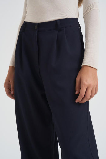 Pantalone donna con pinces blu - 6