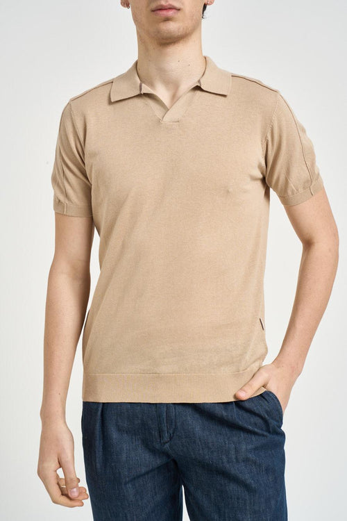 Polo uomo in maglia beige