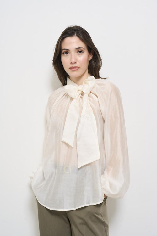White women's shirt with bow