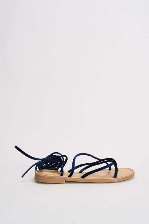 Sandali donna infradito in suede blu notte - 1