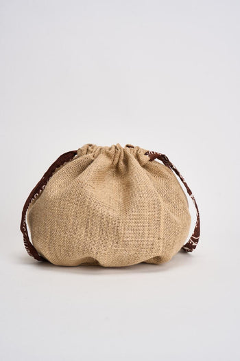 Borsa donna a mano in juta beige e moro - 5