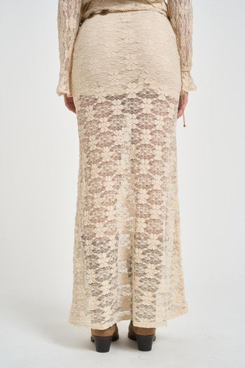Gonna donna con pizzo beige - 3
