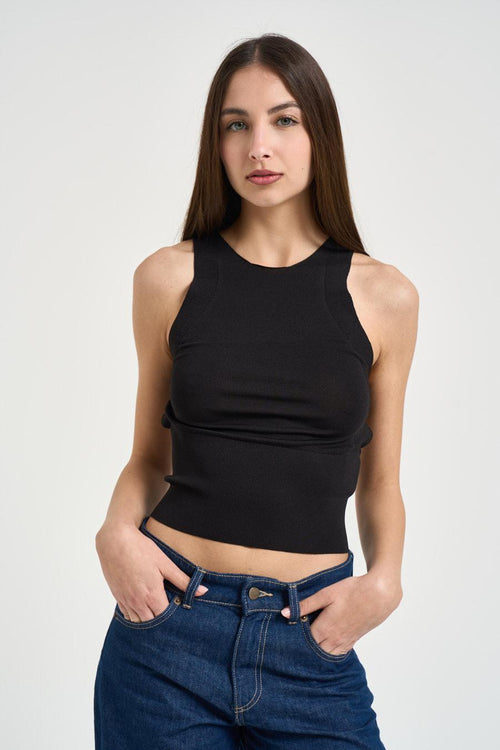 Top donna girocollo nero