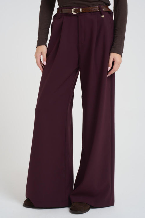 Pantalone donna a palazzo bordeaux