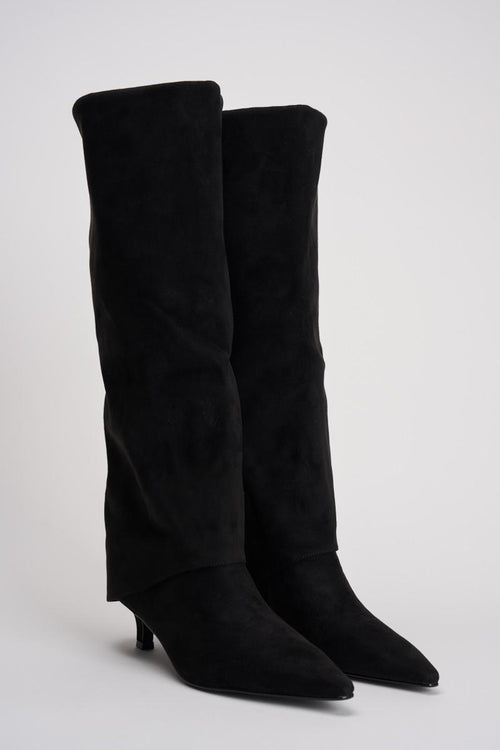 Stivale donna in suede nero - 2