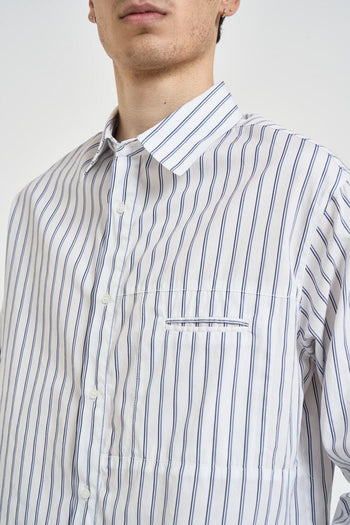 Camicia uomo bianca a righe blu - 3