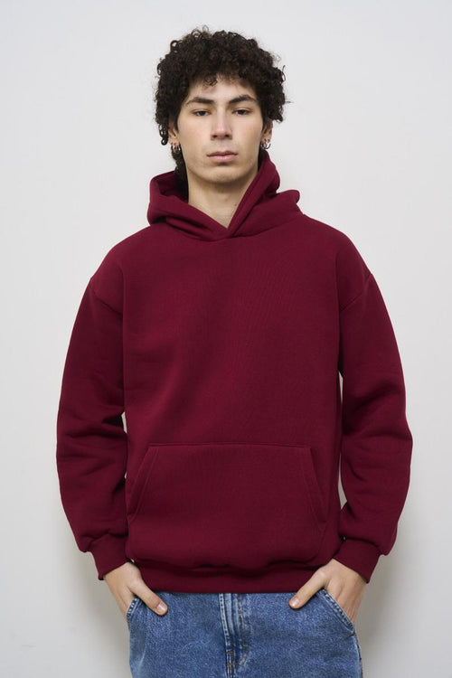 Felpa uomo con cappuccio bordeaux