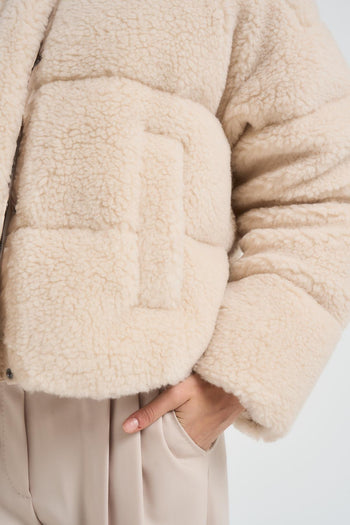 Piumino donna cropped teddy panna - 4