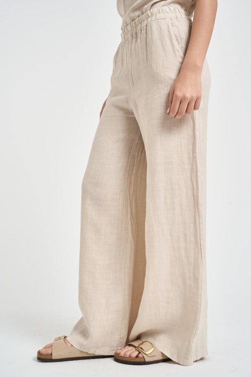 Pantalone donna in lino sabbia - 2