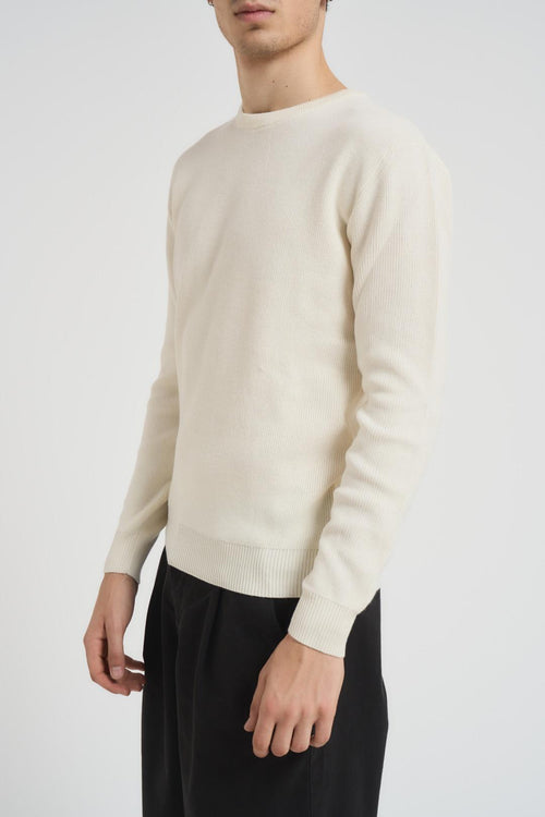 Maglia uomo girocollo a coste panna - 2