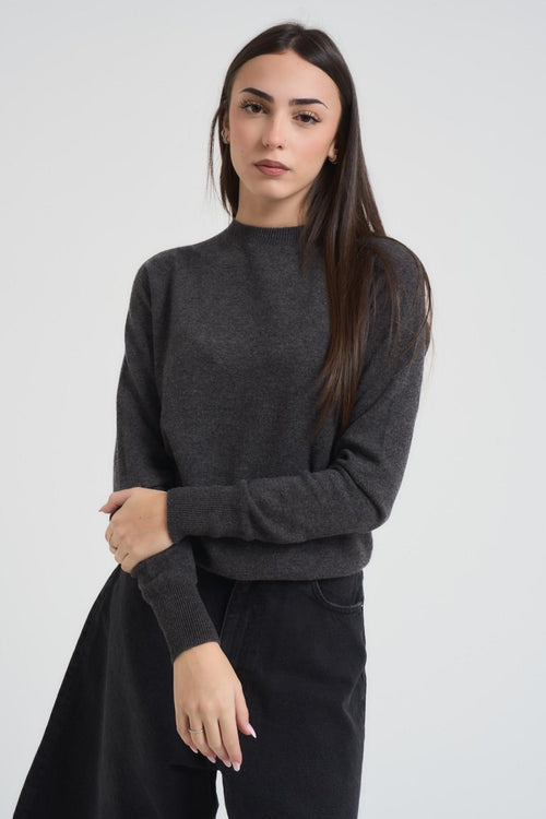 Maglia donna girocollo antracite