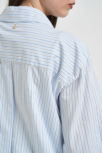 Camicia donna a righe azzurre e beige - 4
