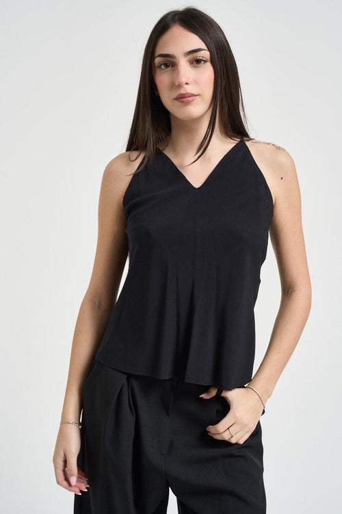 Top donna nero cut out retro - 2