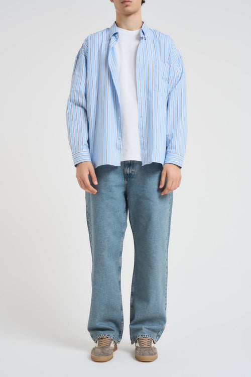 Camicia uomo a righe celeste - 2