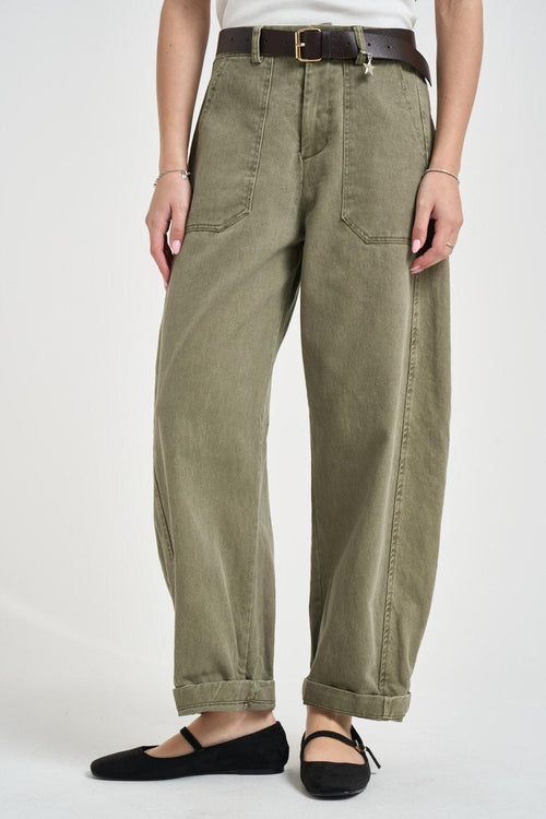 Pantalone donna balloon verde militare - 2