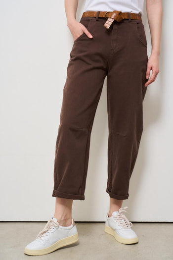 Jeans donna in denim marrone - 6