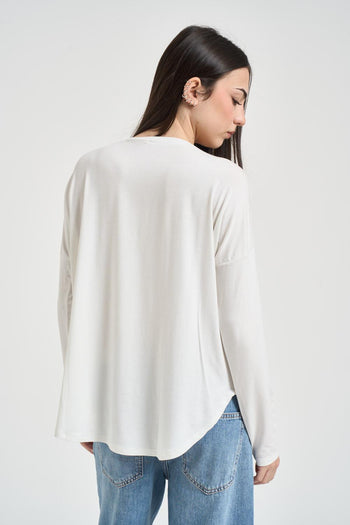 Maglia donna scollo a barca bianca - 3