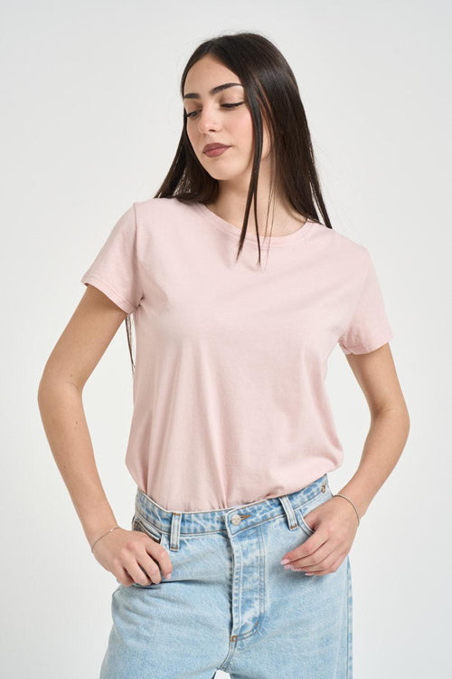 T-shirt donna girocollo rosa