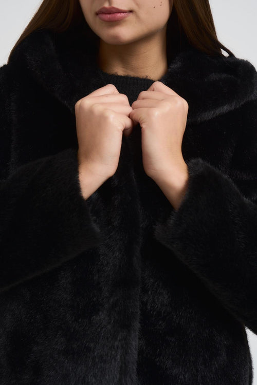 Cappotto in ecopelliccia midi nero - 2