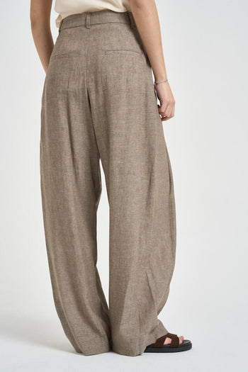 Pantalone donna wide leg tortora - 4