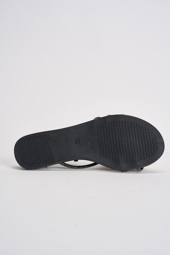 Sandalo donna alla schiava con strass nero - 8