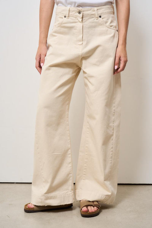 Jeans donna a palazzo beige - 2
