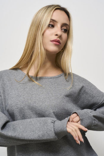 Felpa donna grigia con cut out - 3