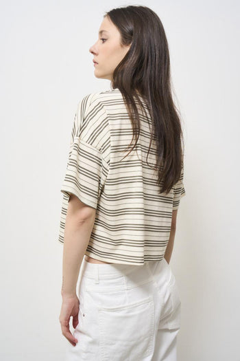 Women's green striped t-shirt - 4