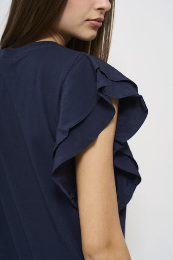 T-shirt donna girocollo blu - 5