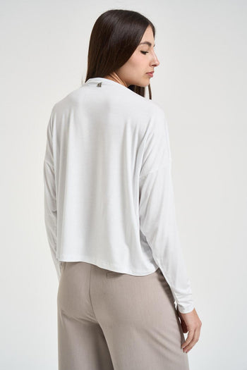 Maglia donna scollo a barca bianca - 4