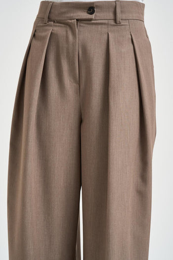 Pantalone donna gamba ampia beige - 4