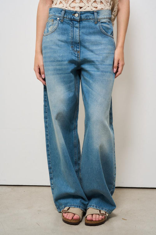 Jeans donna a palazzo in denim medio