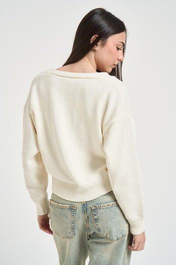 Cardigan donna cropped burro - 3