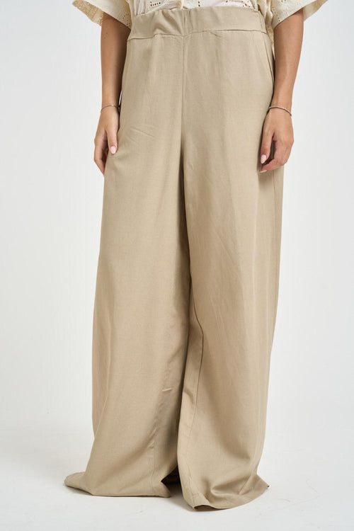 Pantalone donna a palazzo sabbia - 1