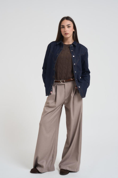 Camicia donna in denim scuro