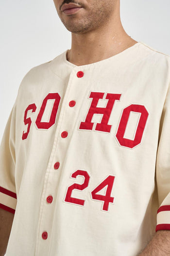Camicia uomo baseball panna e rossa - 3
